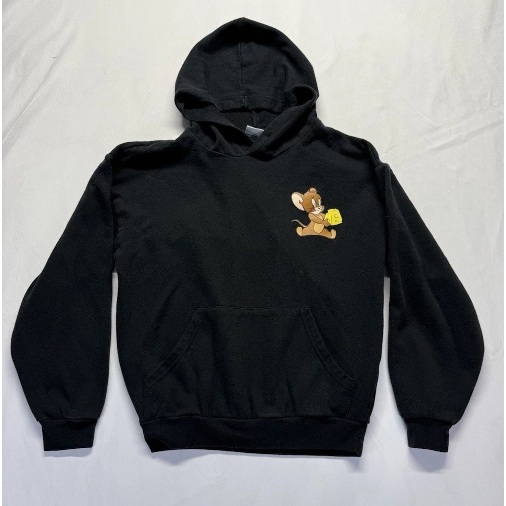 Tom‎ & Jerry Hoodie Small black Pullover Unisex Warner bros Sweatshirt Cartoons